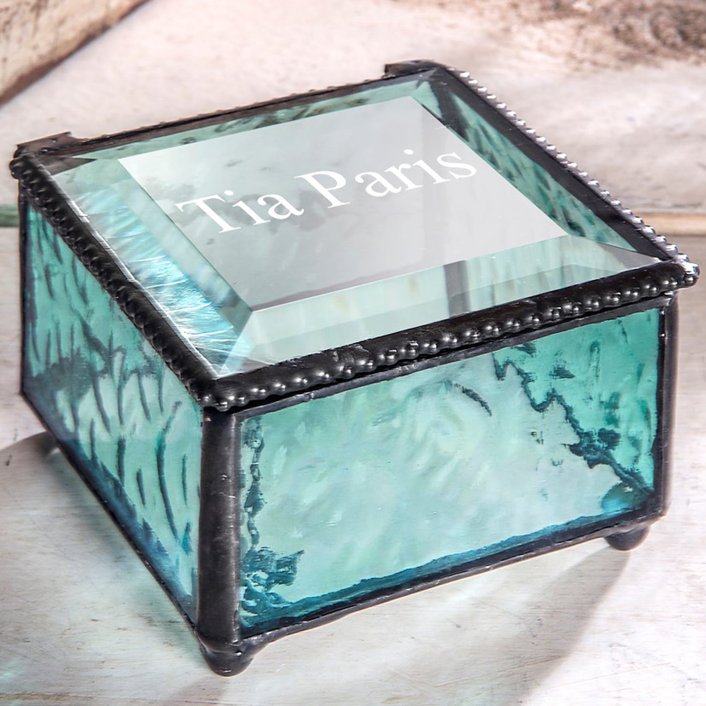 Personalized Gift for Her Stained Glass Box Multiple Colors Available Custom Laser Engraved Name Jewelry Display J Devlin Box 333 EB218-1 Series