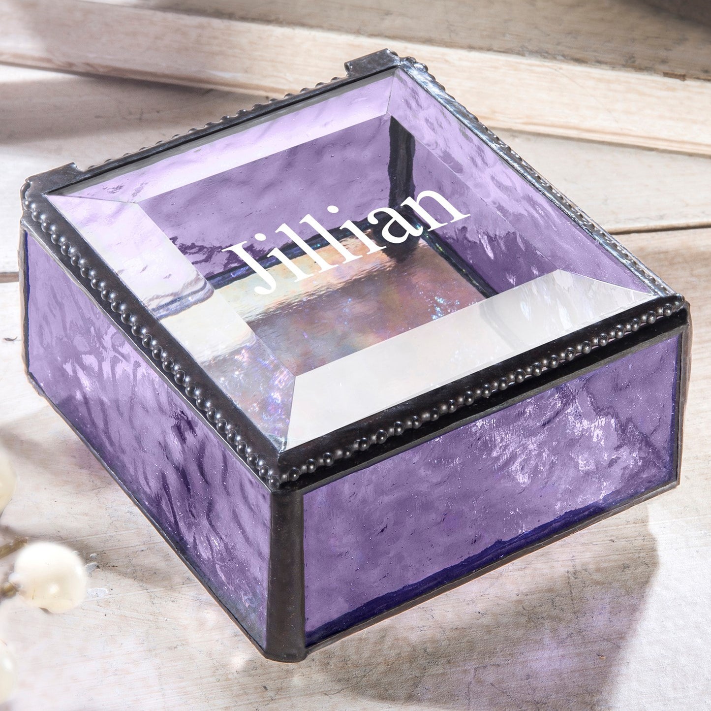 Personalized Gift for Her Stained Glass Box Multiple Colors Available Custom Laser Engraved Name Jewelry Display J Devlin Box 333 EB218-1 Series