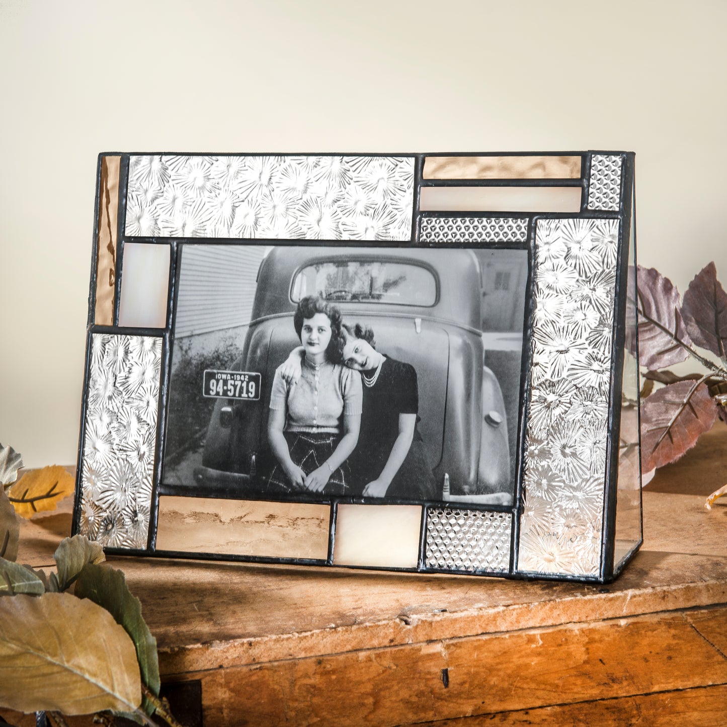 Peach & Ivory Stained Glass Picture Frame | PIC 453 Series
