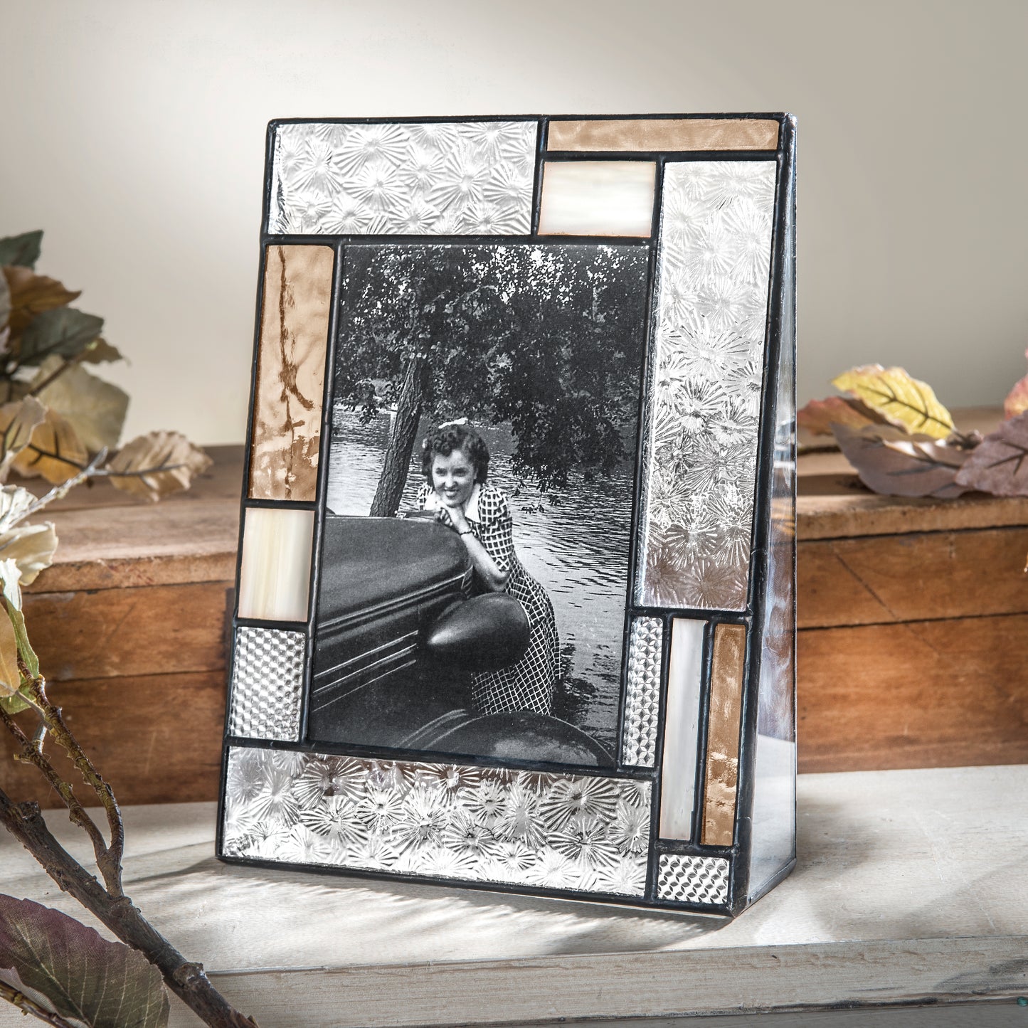 Peach & Ivory Stained Glass Picture Frame | PIC 453 Series