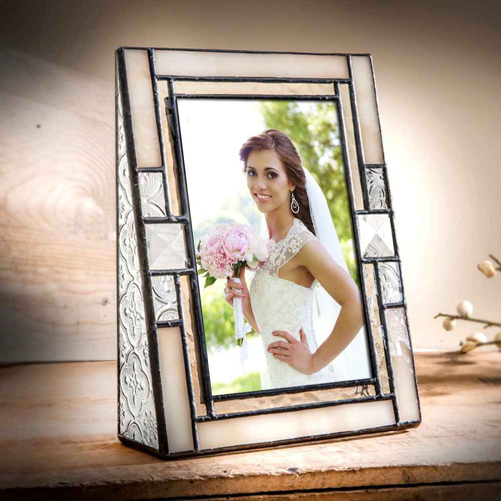 Ivory Opalescent Stained Glass Picture Frame | PIC 407 Series