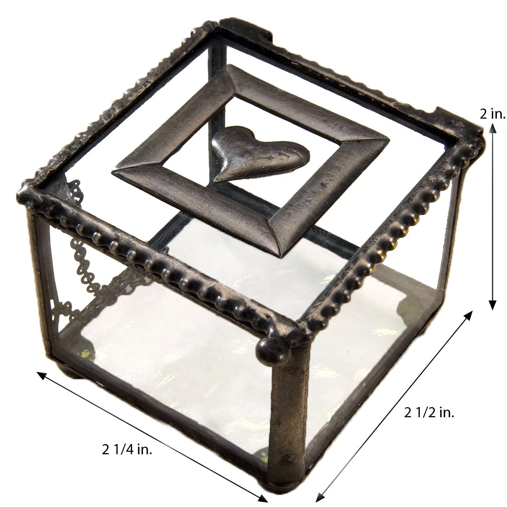 Small Clear Glass Case with Heart Box 622