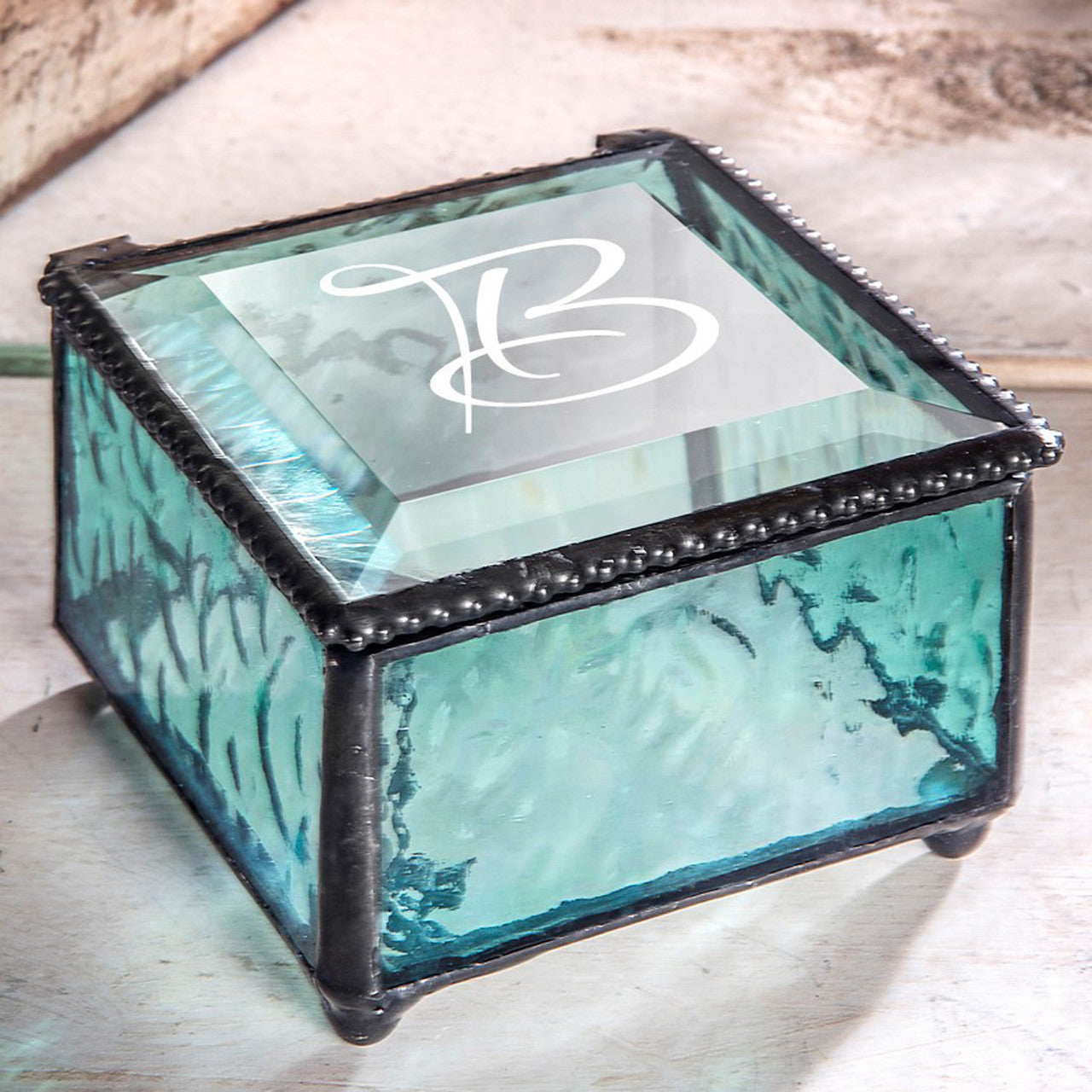 Monogrammed Glass Box with Initial Multiple Colors Available Personalized Gift Jewelry Box Custom Engraved Keepsake J Devlin Box 333 EB251 Series