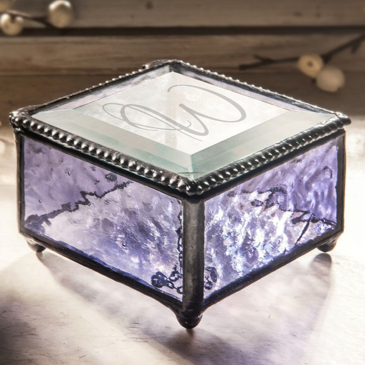 Monogrammed Glass Box with Initial Multiple Colors Available Personalized Gift Jewelry Box Custom Engraved Keepsake J Devlin Box 333 EB251 Series