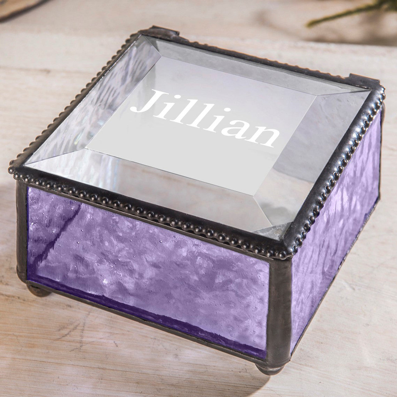 Personalized Gift for Her Stained Glass Box Multiple Colors Available Custom Laser Engraved Name Jewelry Display J Devlin Box 333 EB218-1 Series