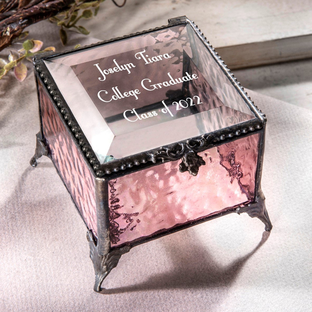 Graduation Gifts Personalized Jewelry Box by J Devlin Box 326 EB217 3 Series J Devlin Glass Art