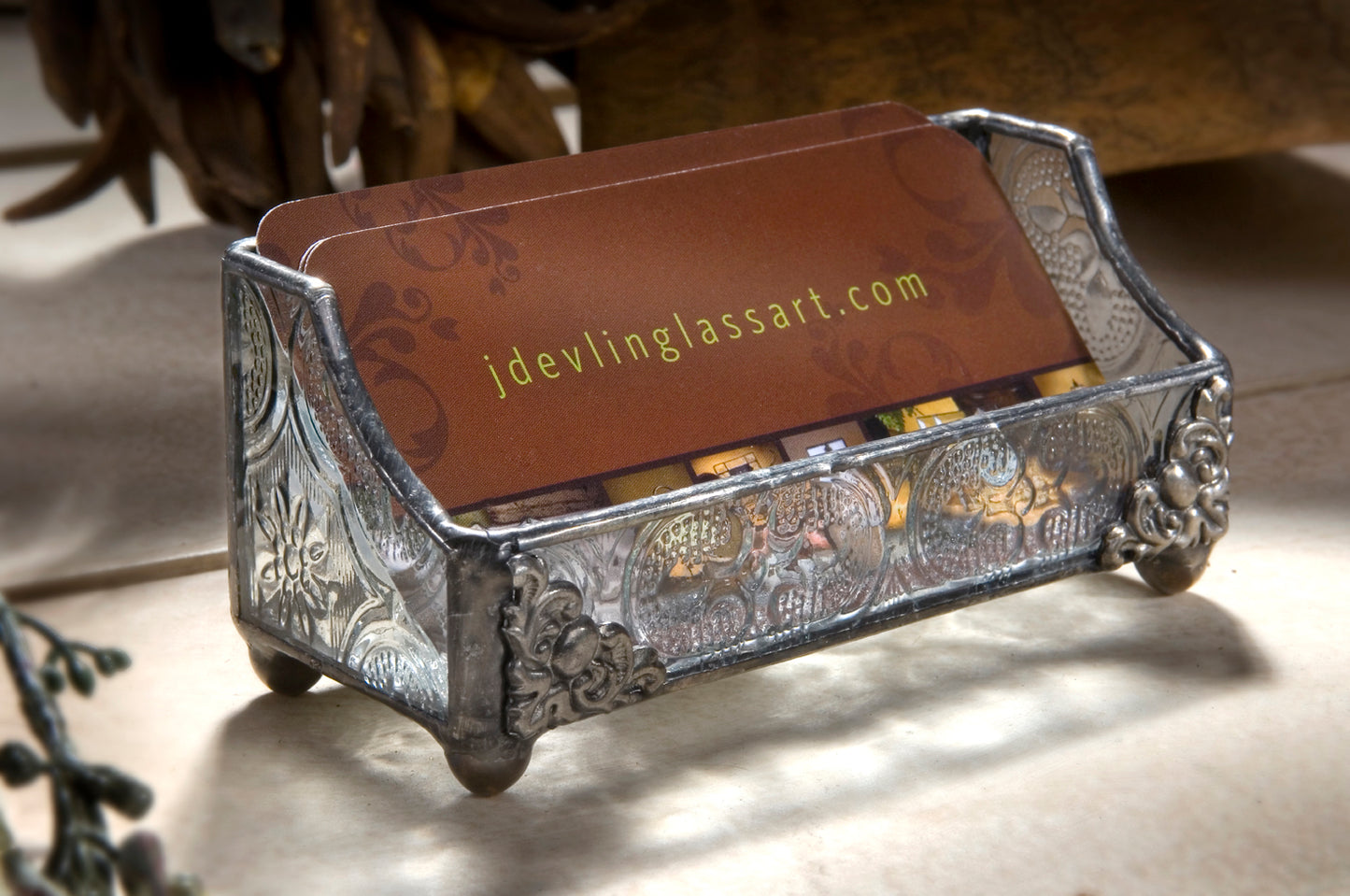 Vintage Glass Business Card Holder| Crd 104