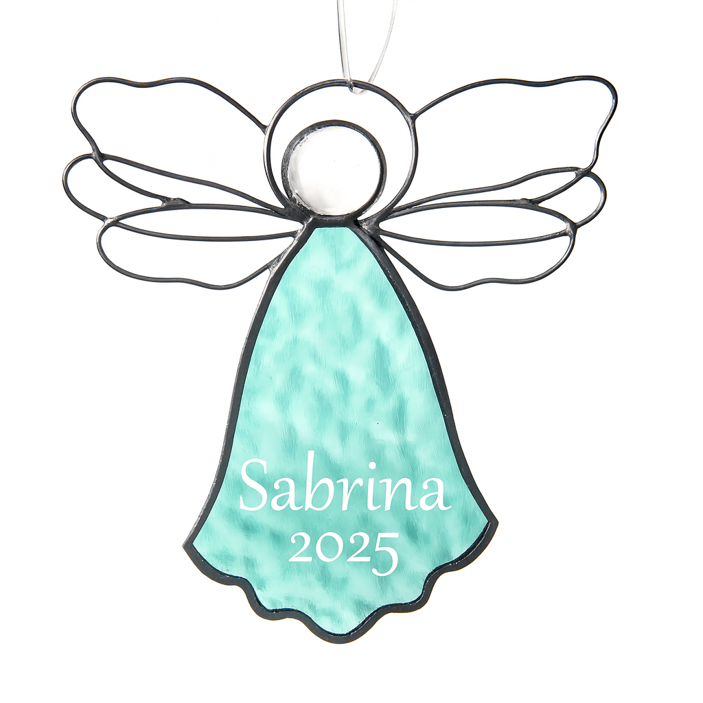 Personalized Angel Ornament Turquoise Blue by J Devlin | Orn 303-2 EO120