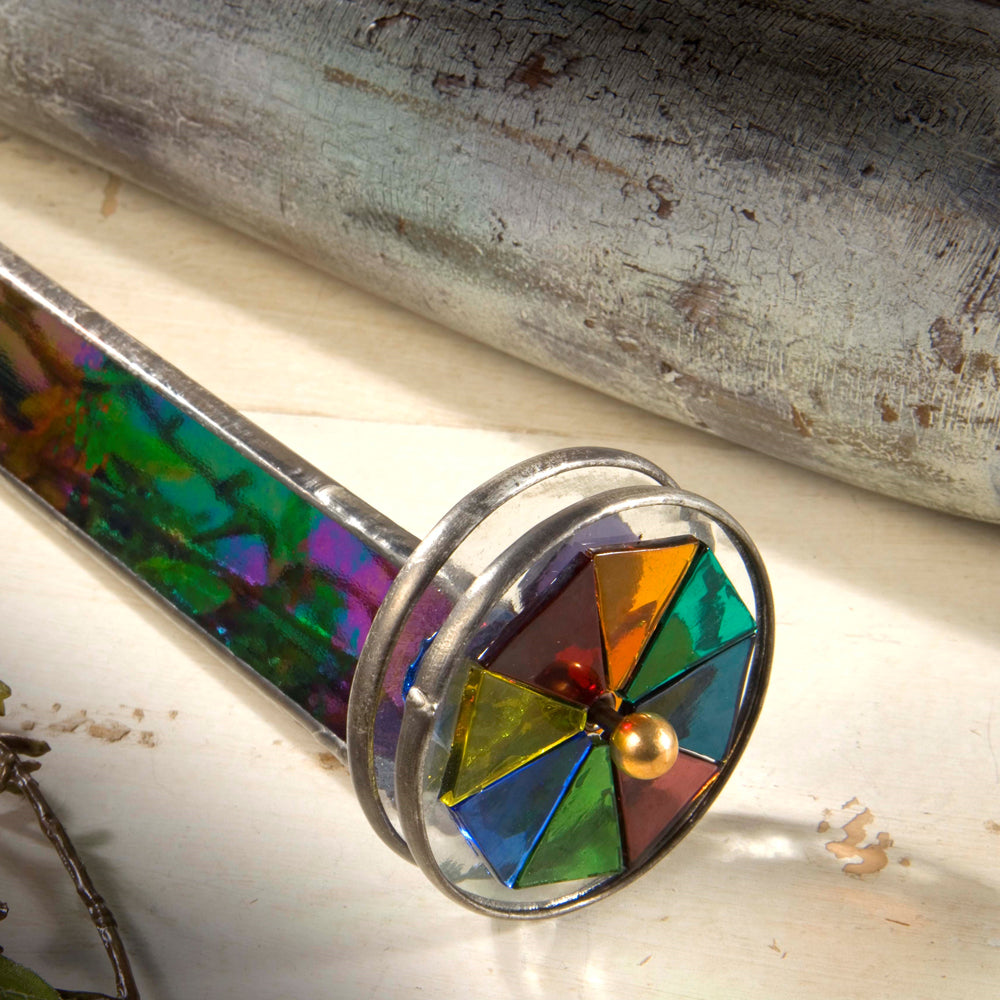 Kaleidoscope Stained Glass Black Iridescent Double Wheel | KAL 110