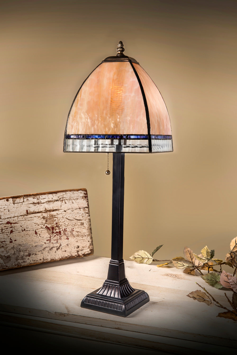 Amber Rose Stained Glass Tiffany Table Lamp | LAM 589-1 TB