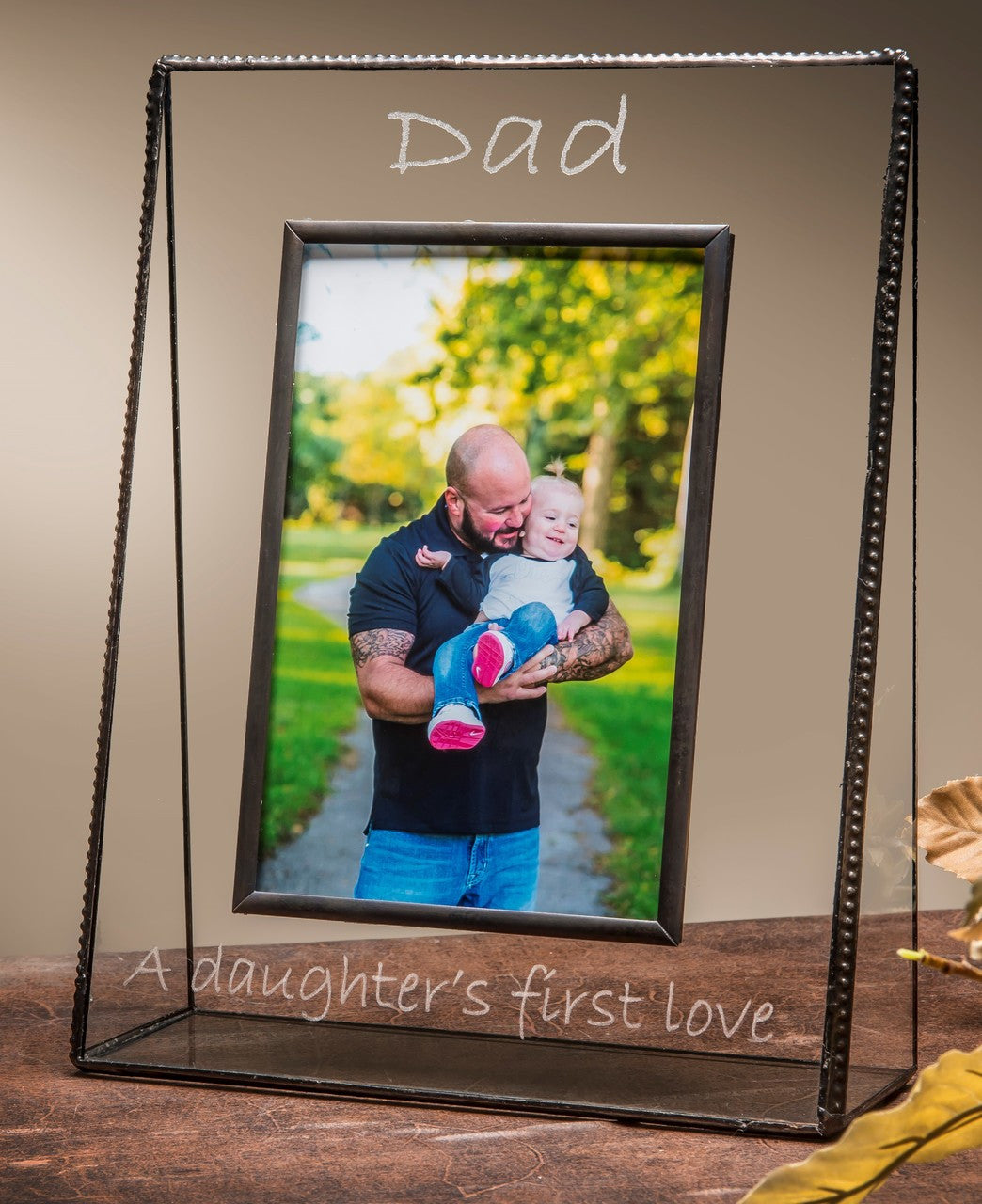 Dad, A Daughter's First Love Picture Frame Engraved Clear Glass Pic 319 EP515 Series