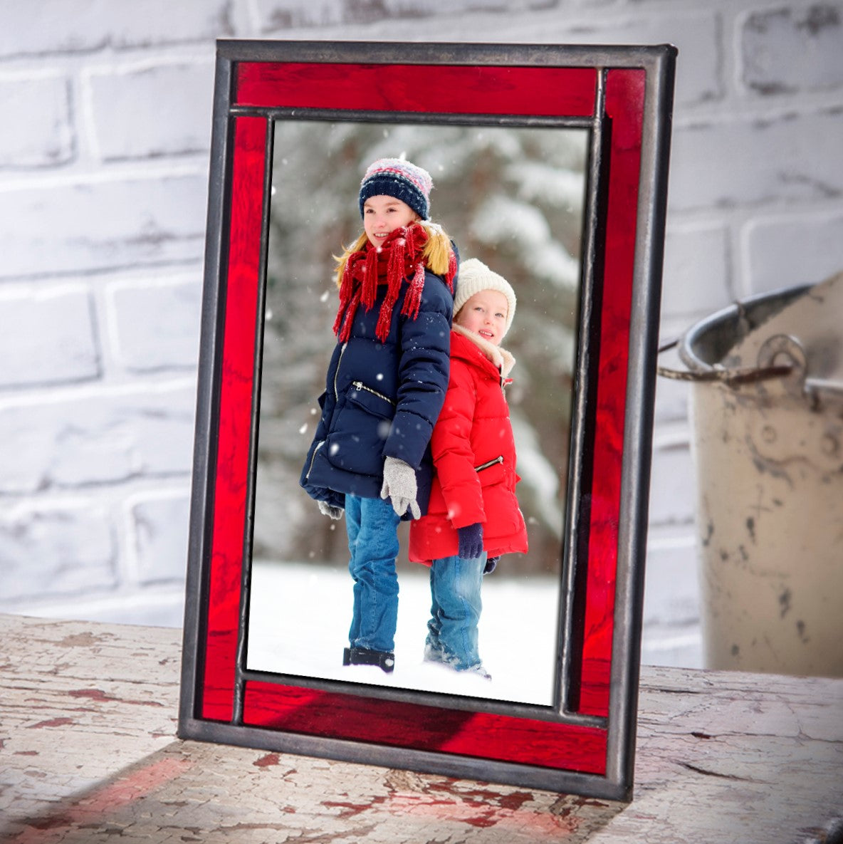 Red Stained Glass Picture Frame 5x7 or 4x6 by J Devlin – J Devlin