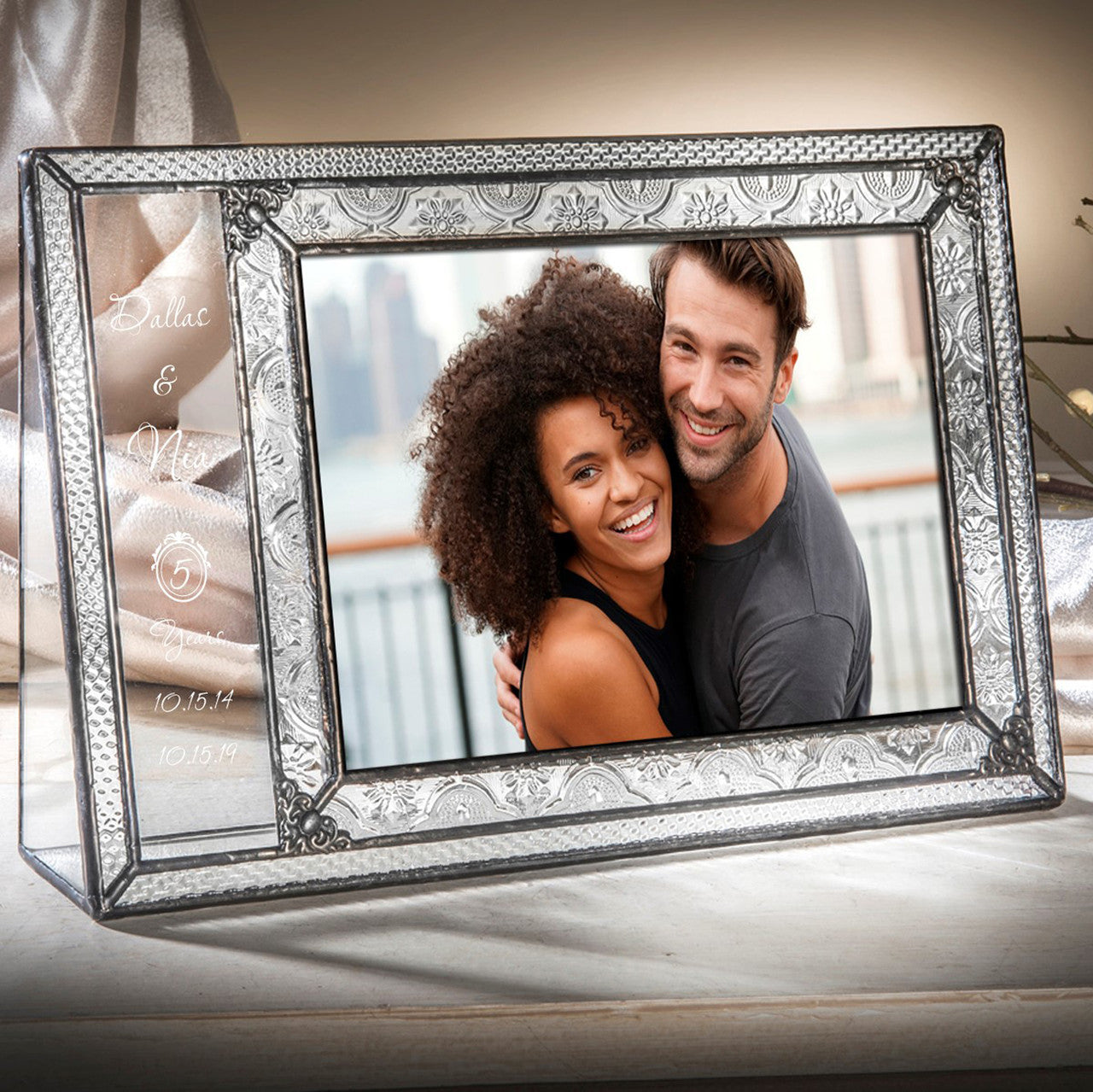 Personalized Anniversary Picture Frames by J Devlin Glass Art | Pic 393 EP637