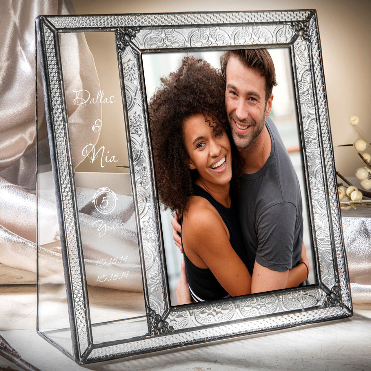 Personalized Anniversary Picture Frames by J Devlin Glass Art | Pic 393 EP637