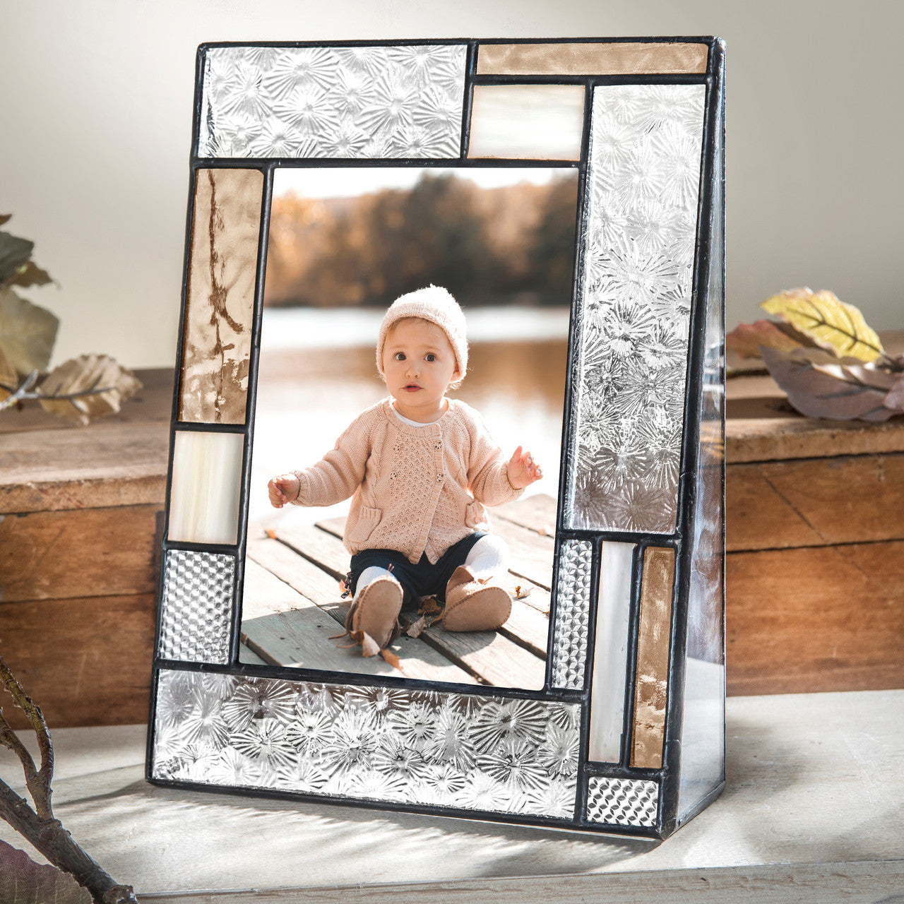 Peach & Ivory Stained Glass Picture Frame | PIC 453 Series