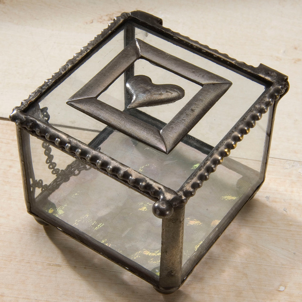 Small Clear Glass Case with Heart Box 622