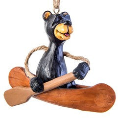 Bac 145 Bear in a Canoe Ornament by Bert Anderson