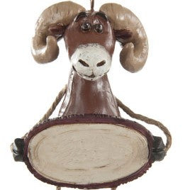 Bac 105 Big Horn Sheep with Sign Ornament