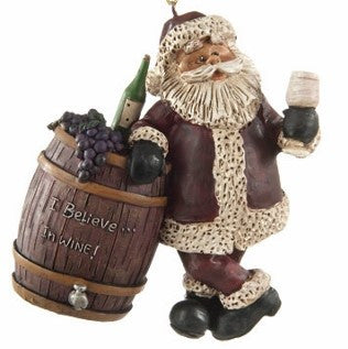 Bac 709 Santa with Wine Barrel Ornament