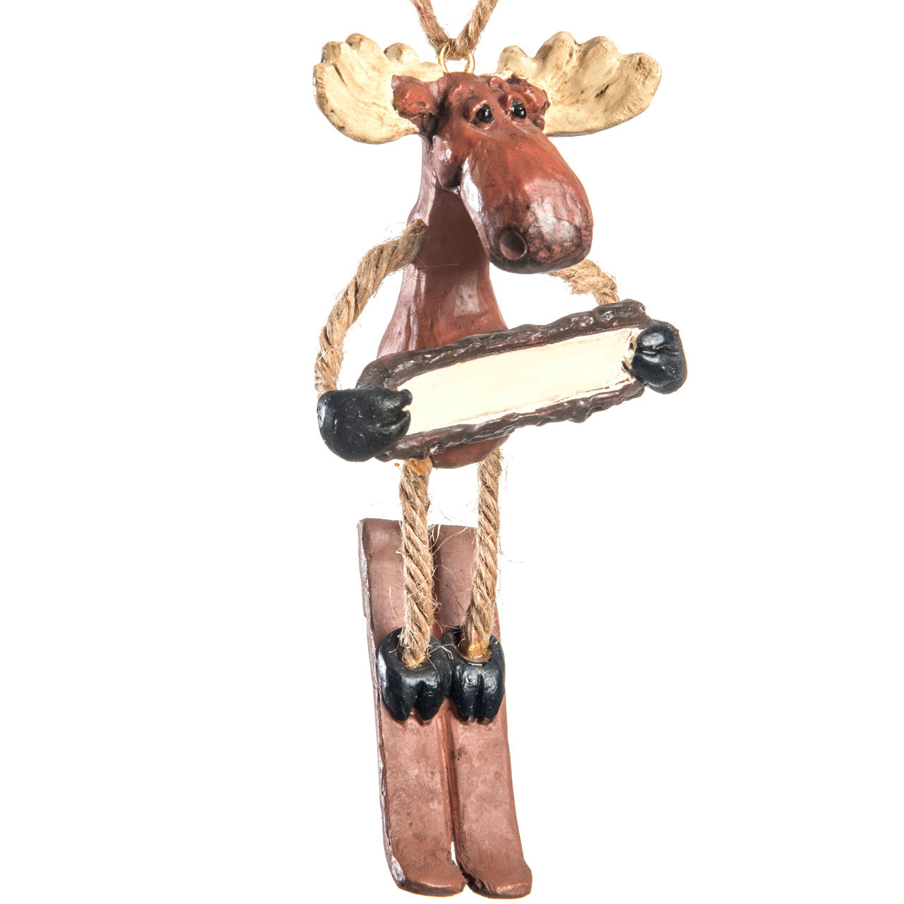 Bac 144 Skiing Moose with Sign Ornament