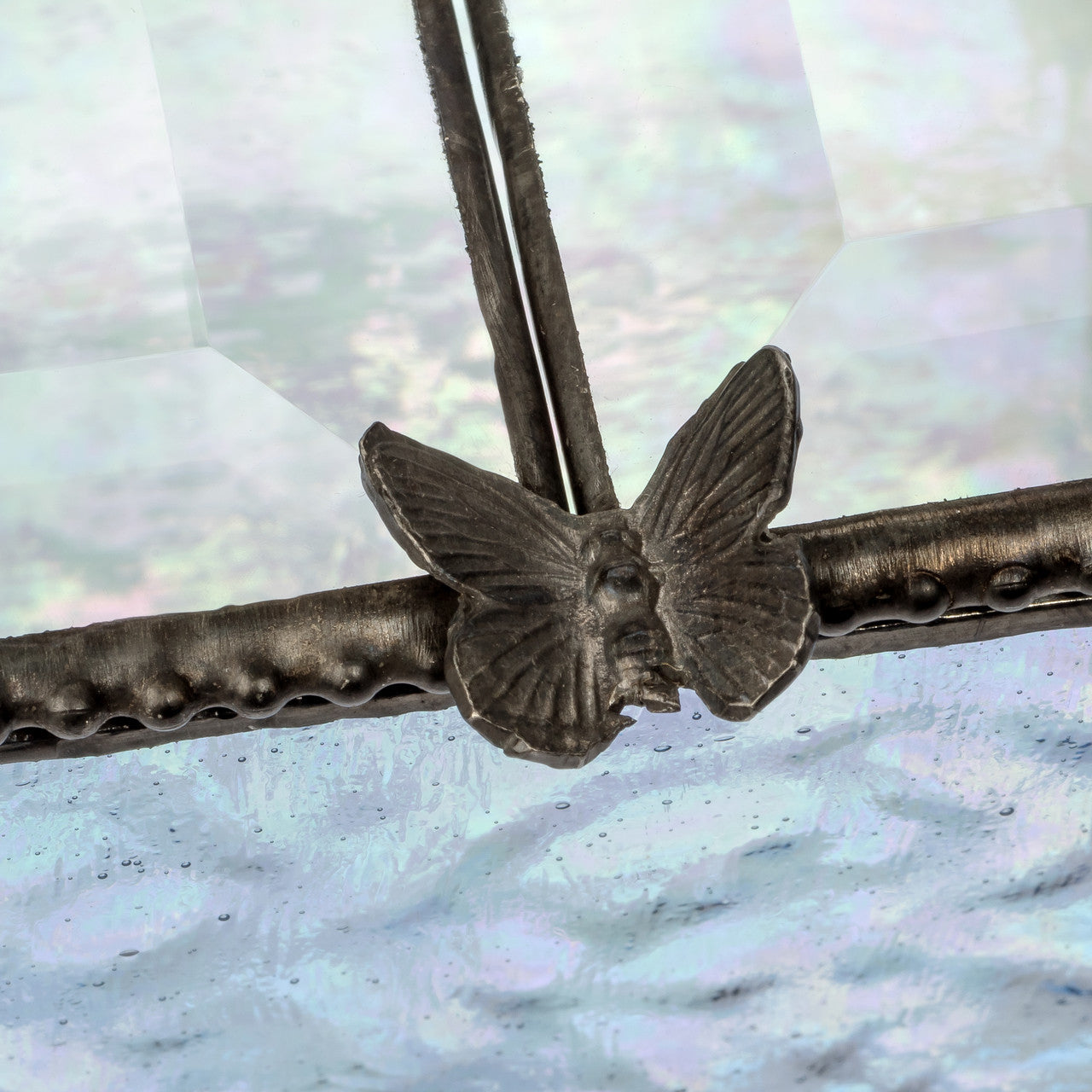 Blue Glass Jewelry Box with Butterfly Lift Box 185-3