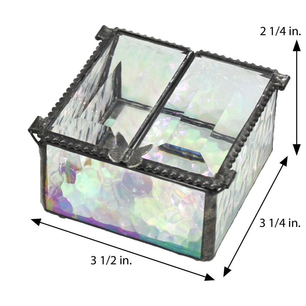 Double Hinged Iridescent Glass Jewelry Box 185-2
