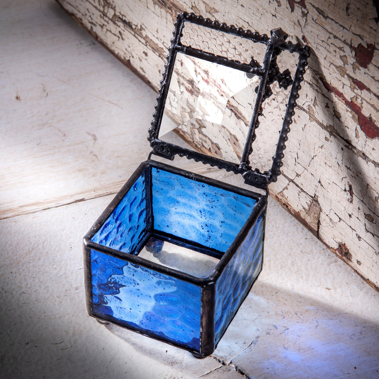 Blue Rosary Case with Cross Box 349-2