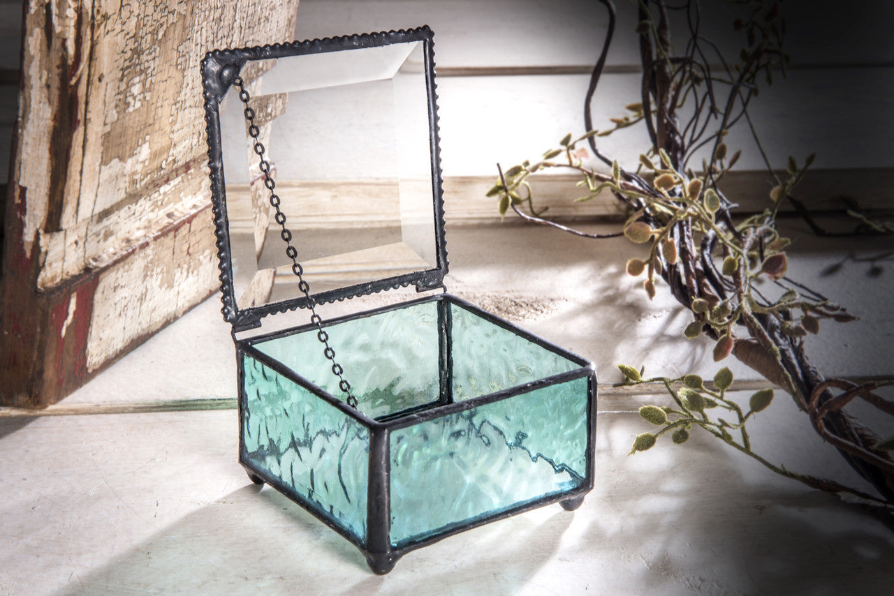 Turquoise Blue Decorative Glass Box 898