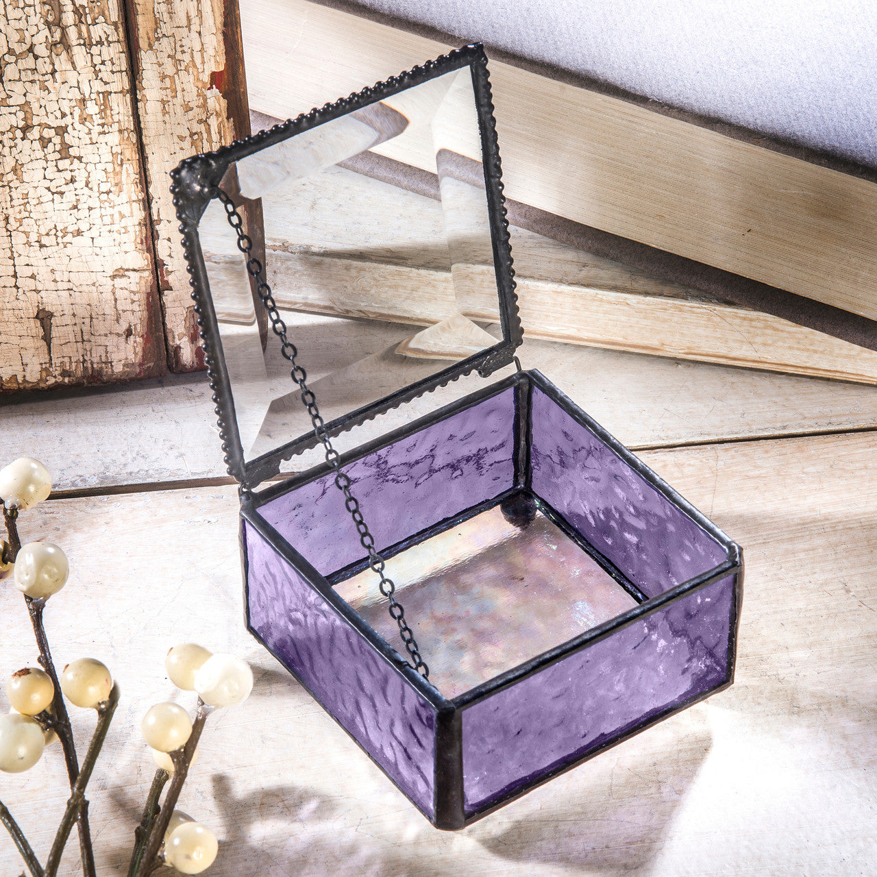 Purple Stained Glass Decorative Box 899