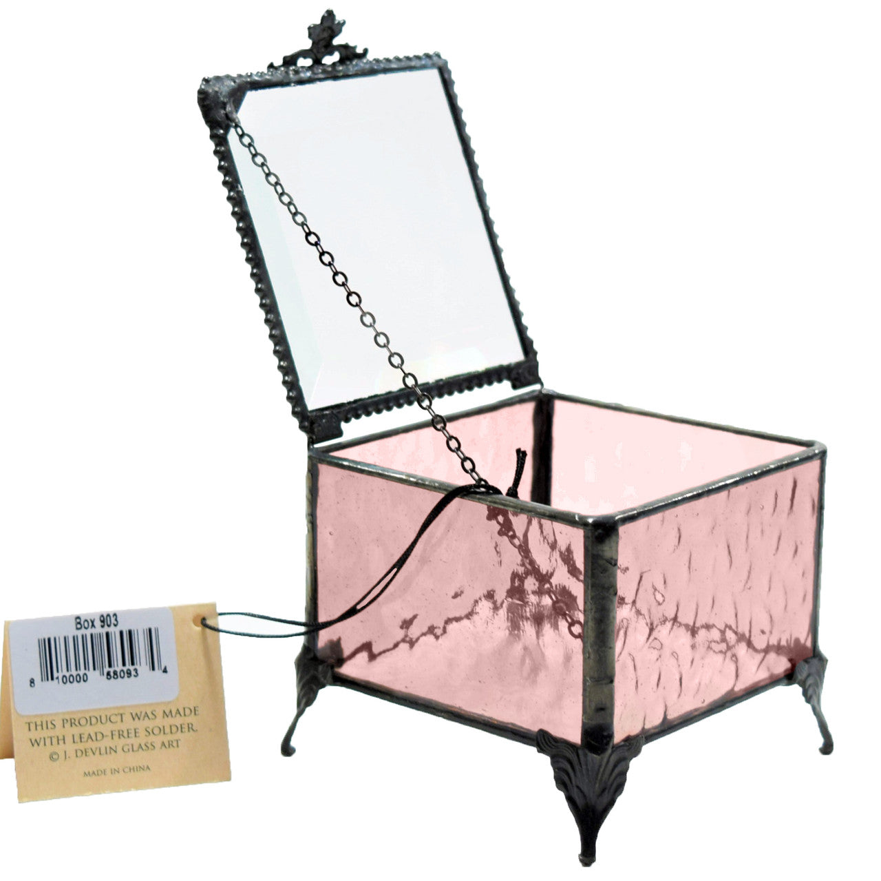 Pink Stained Glass Jewelry Box 903