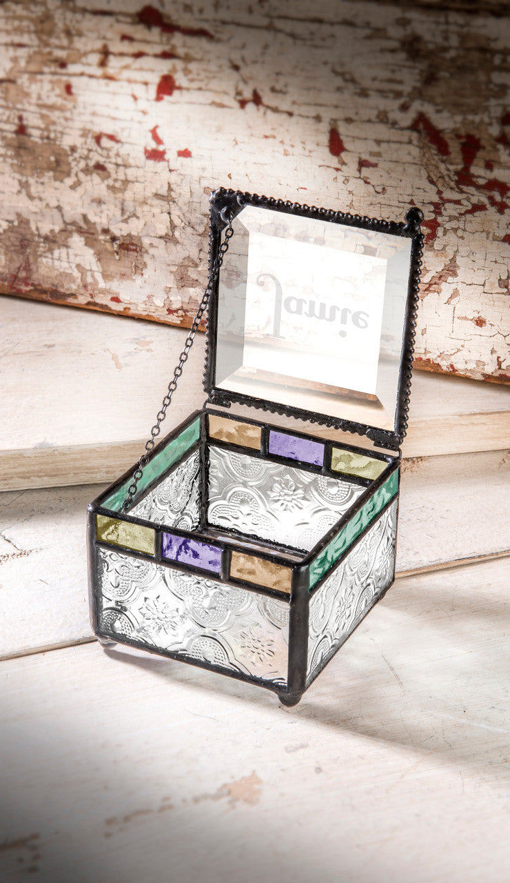 Stained Glass Box Engravable Gift Personalized Jewelry Box Customized Gift J Devlin Box 905 EB217-1