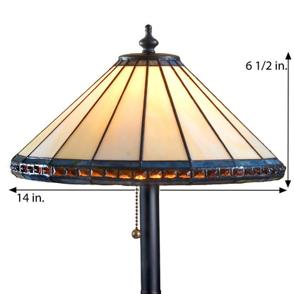 Amber Blue Stained Glass Mission Table Lamp | LAM 646 TB