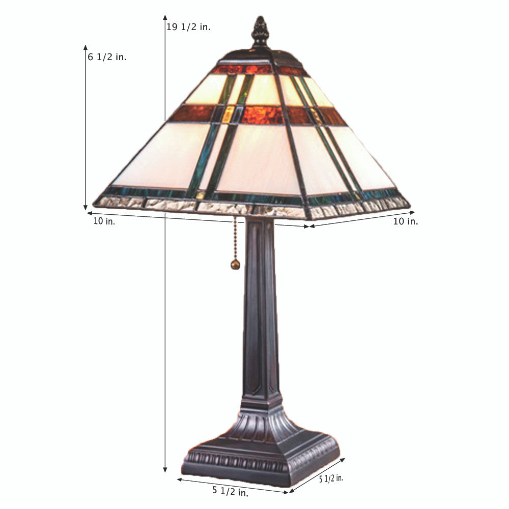 Brown Small Mission Table Lamp Stained Glass | LAM 690 TB
