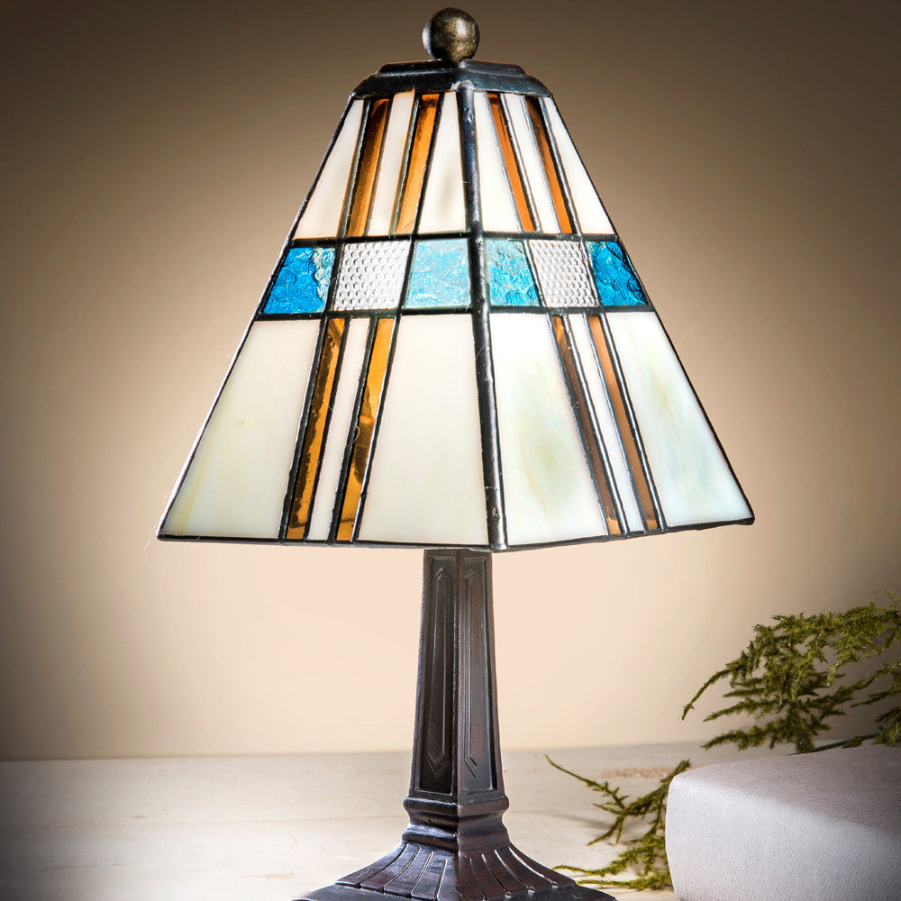 Small Stained Glass Table Lamp Blue Brown | LAM 705 TB