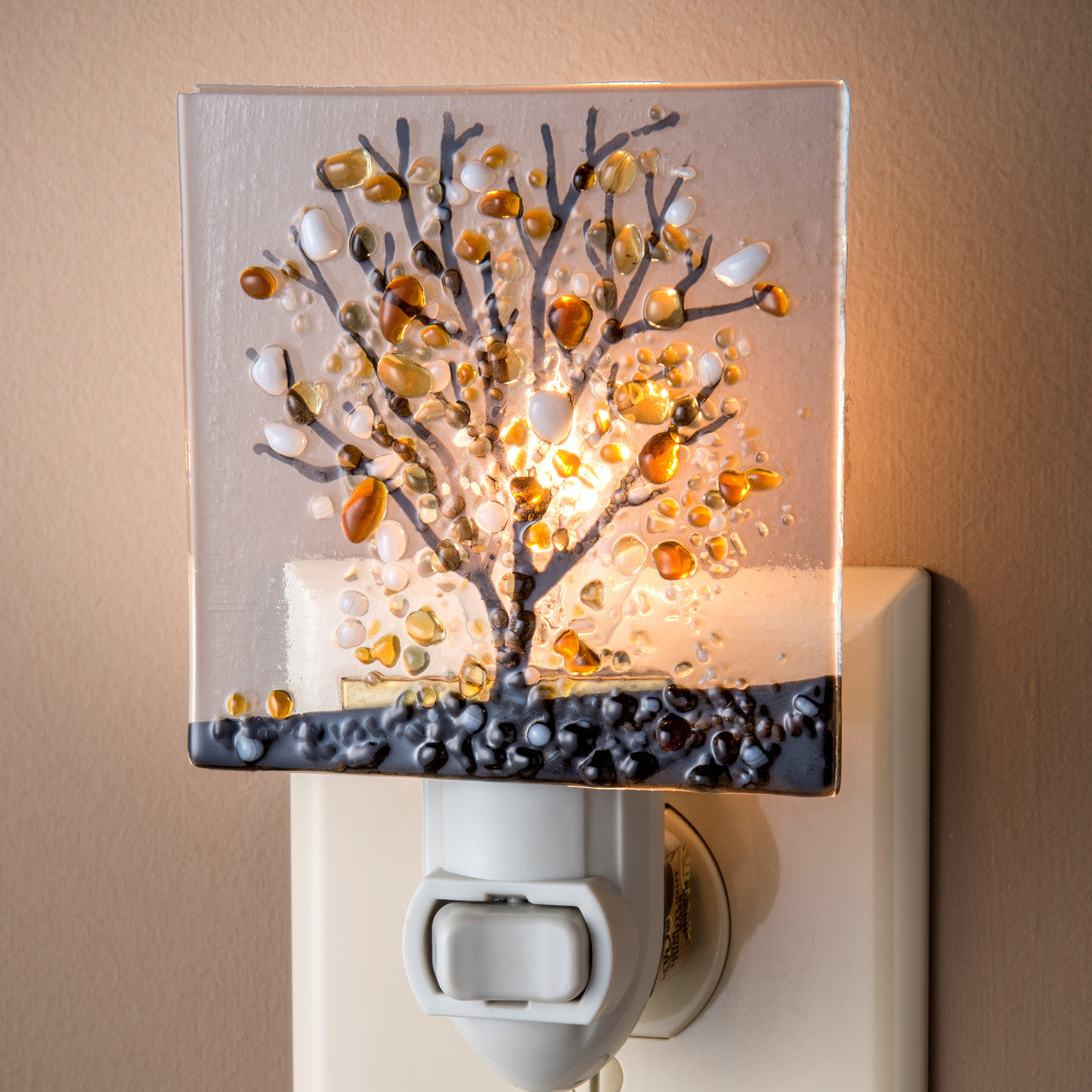 Tree of Life night light upcycled glass block tree rooted against cheapest the wind lamp