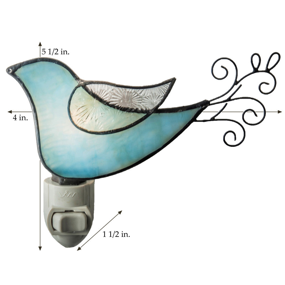 Blue Stained Glass Bird Night Light | NTL 188