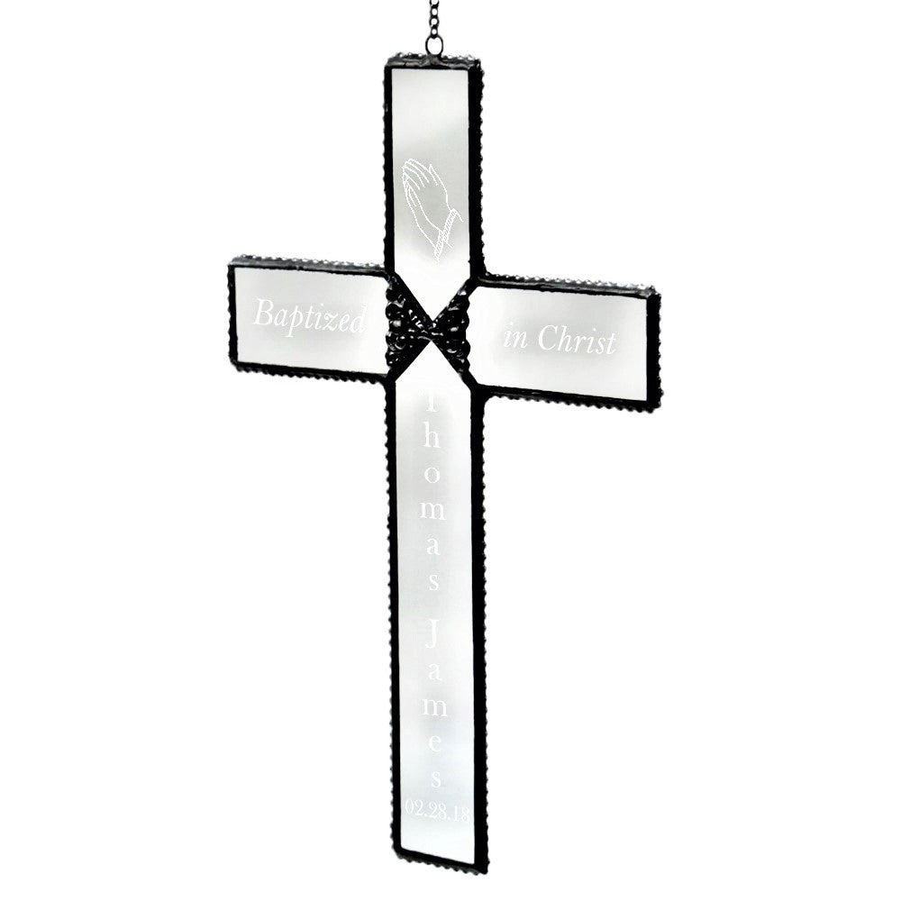 Cross Sun Catcher Personalized Baptism Gift by J Devlin | Orn 301-2 EO113