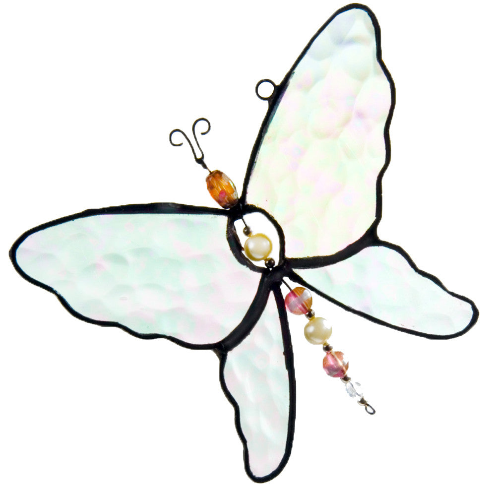 Butterfly Ornament Stained Glass Clear Iridescent | ORN 174-1