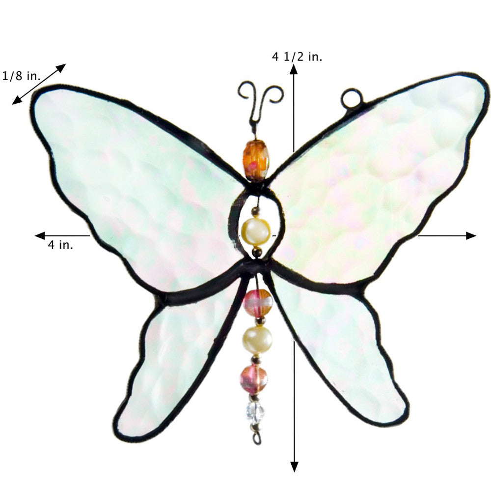 Butterfly Ornament Stained Glass Clear Iridescent | ORN 174-1