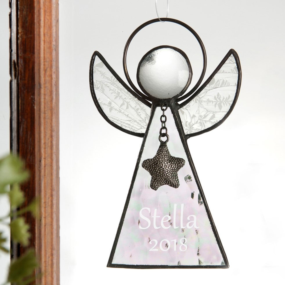 Personalized Clear Glass Angel Ornament | Orn 215-1 EO104