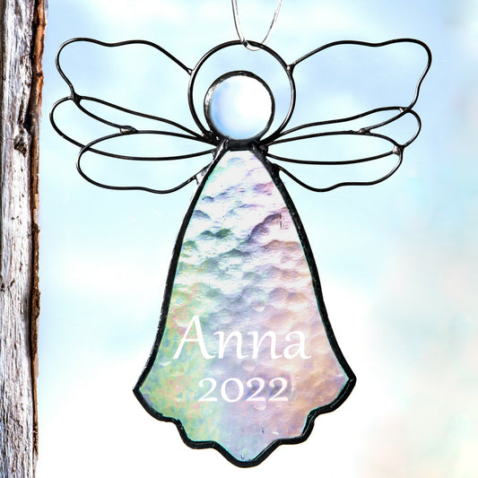 Personalized Glass Angel Ornament by J Devlin | Orn 303-1 EO120