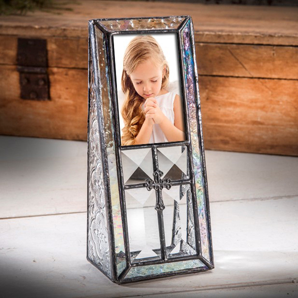 Iridescent Glass Frame with Cross | PIC 279 Series