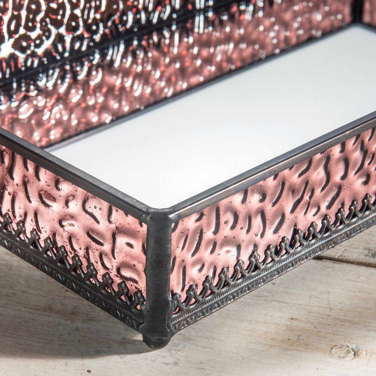 Vanity Tray Pink Stained Glass | TRA 126-2