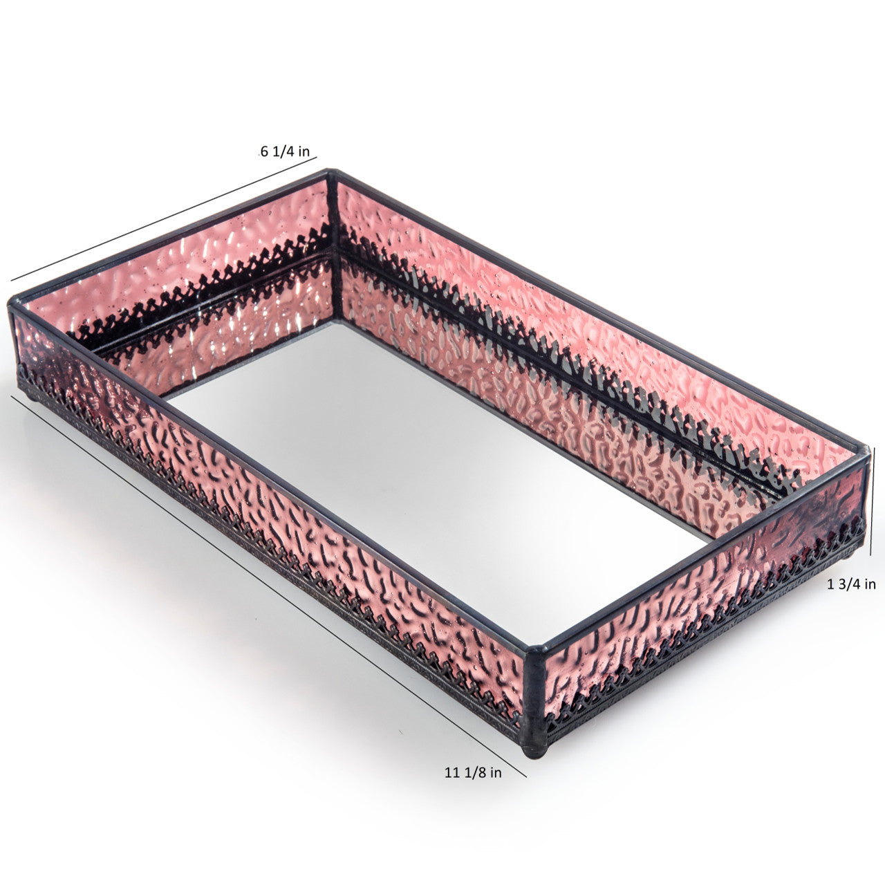 Vanity Tray Pink Stained Glass | TRA 126-2