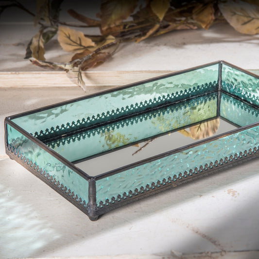 Vanity Tray Blue Stained Glass | TRA 126