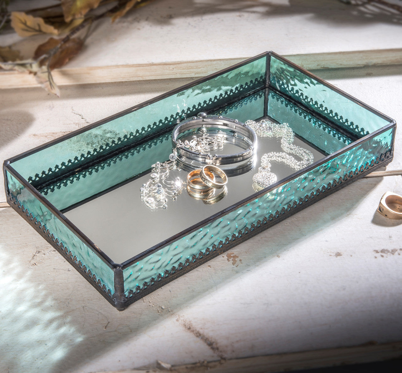 Vanity Tray Blue Stained Glass | TRA 126