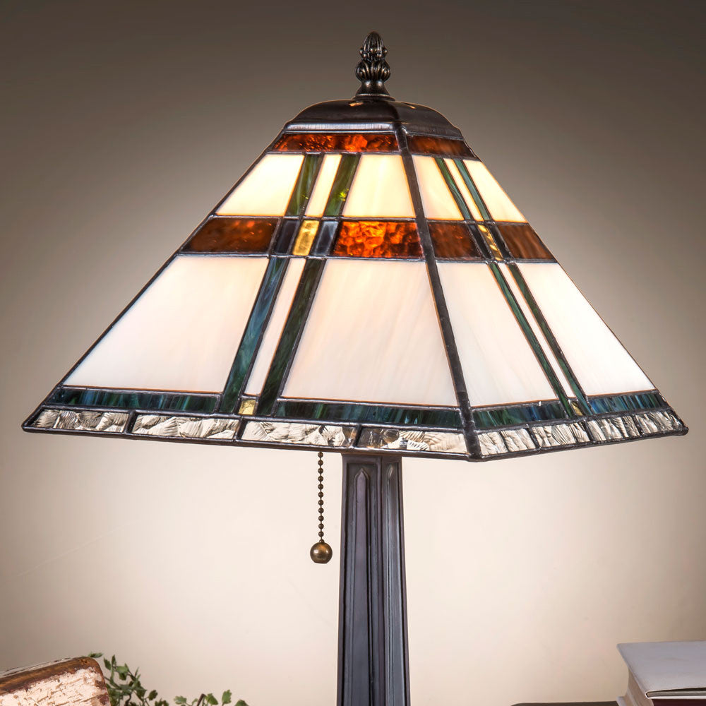 Brown Small Mission Table Lamp Stained Glass | LAM 690 TB