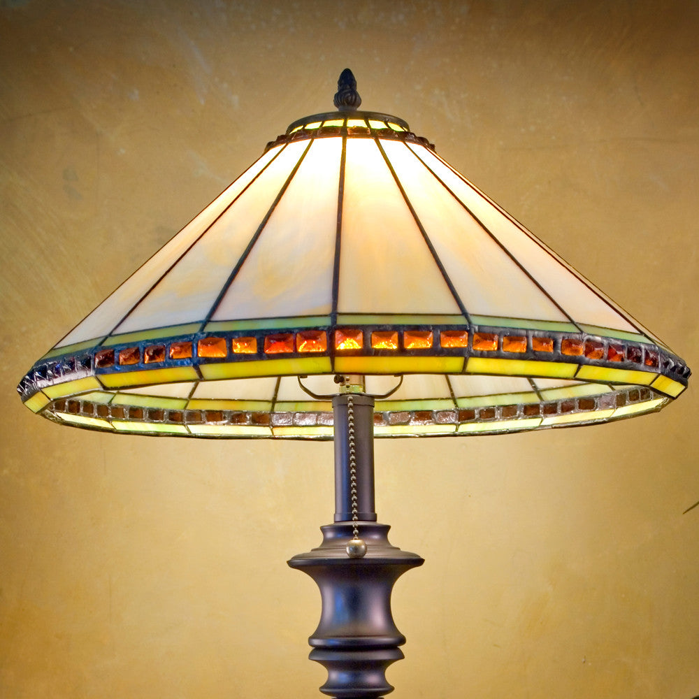 Large Mission Stained Glass Lamp Ivory | LAM 644 TB