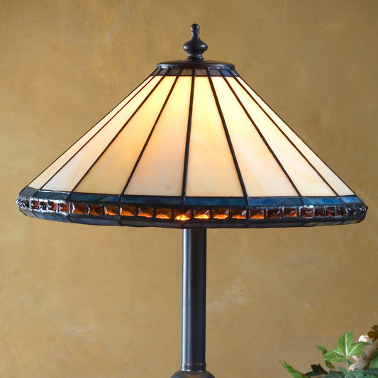 Amber Blue Stained Glass Mission Table Lamp | LAM 646 TB