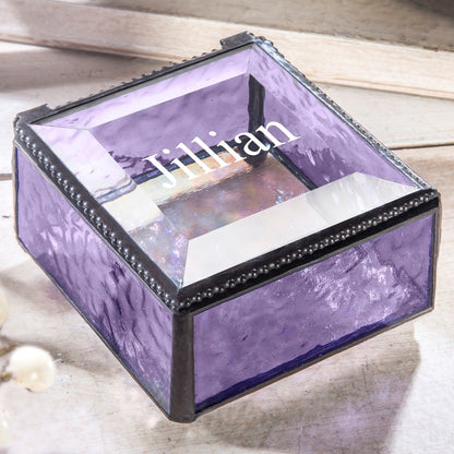 Personalized Gift for Her Stained Glass Box Multiple Colors Available Custom Laser Engraved Name Jewelry Display  J Devlin Box 333 EB218-1 Series